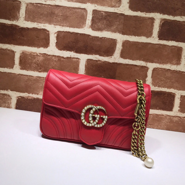 G*u*i gg marmont pearl chain belt bag