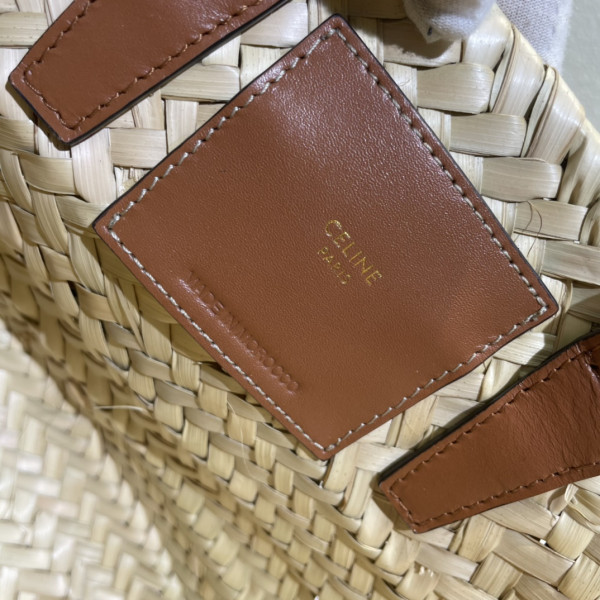 CELIN* TRIOMPHE CELIN* CLASSIC PANIER IN PALM LEAVES AND CALFSKIN