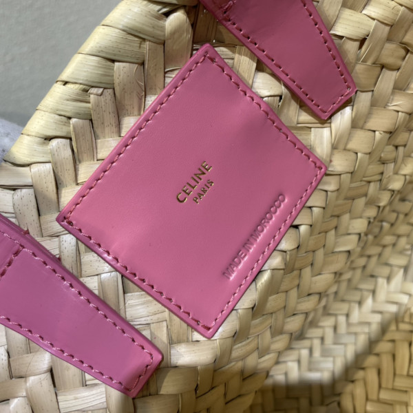 CELIN* TRIOMPHE CELIN* CLASSIC PANIER IN PALM LEAVES AND CALFSKIN