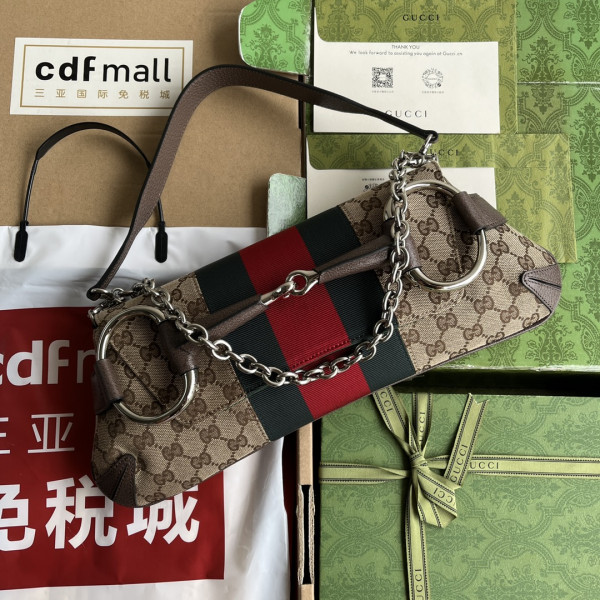 G*u*i horsebit chain medium shoulder bag