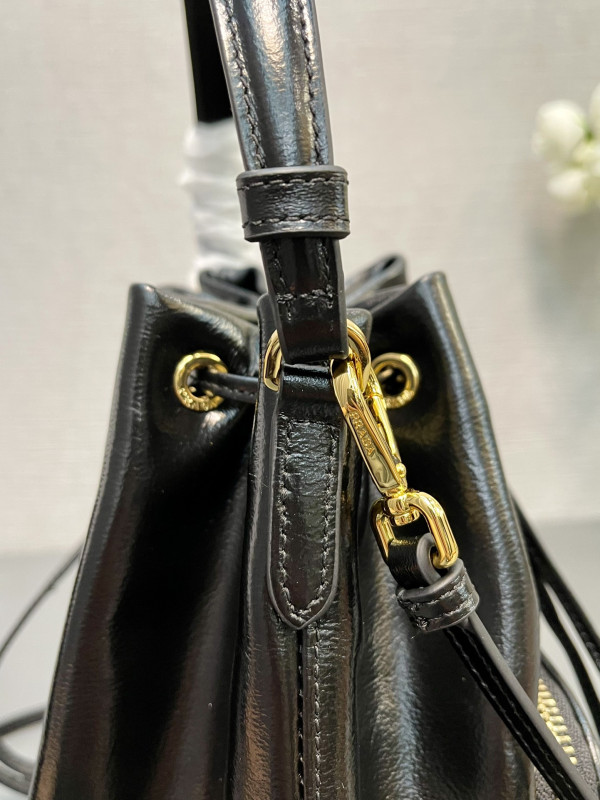 Pra*a duet naplak patent leather bucket bag