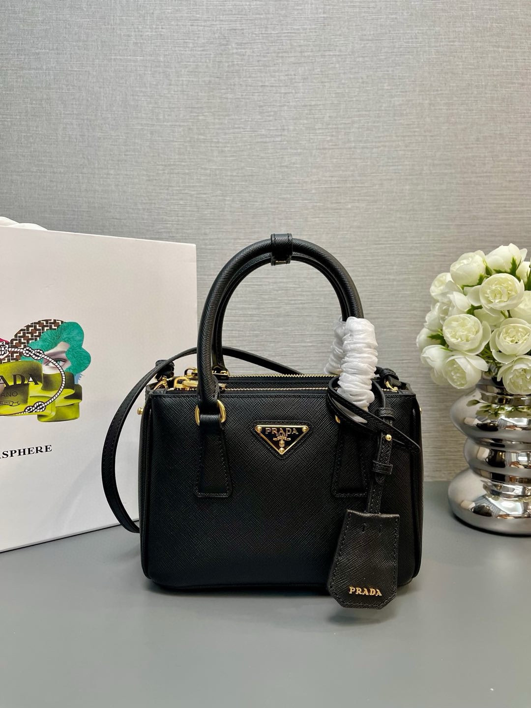 Pra*a galleria saffiano leather mini-bag